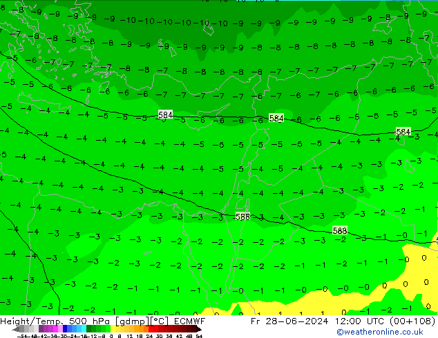 Z500/Yağmur (+YB)/Z850 ECMWF Cu 28.06.2024 12 UTC