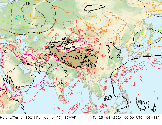 Z500/Rain (+SLP)/Z850 ECMWF mar 25.06.2024 00 UTC