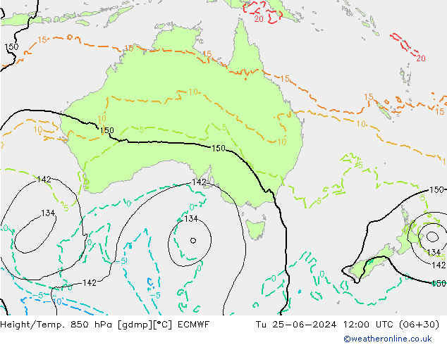 Z500/Rain (+SLP)/Z850 ECMWF Tu 25.06.2024 12 UTC