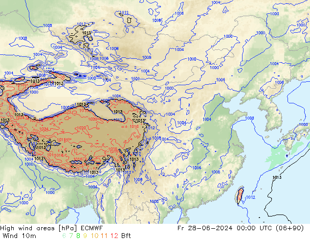 High wind areas ECMWF ven 28.06.2024 00 UTC