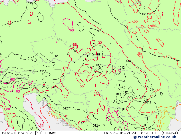 Theta-e 850hPa ECMWF Th 27.06.2024 18 UTC