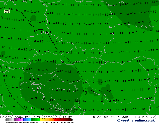 Z500/Rain (+SLP)/Z850 ECMWF jue 27.06.2024 06 UTC