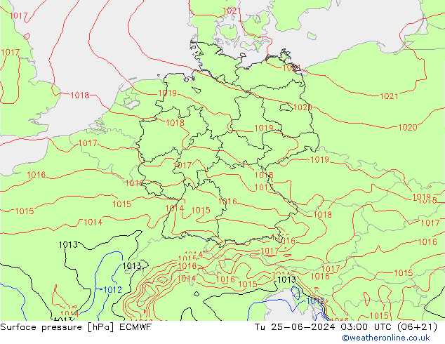 приземное давление ECMWF вт 25.06.2024 03 UTC