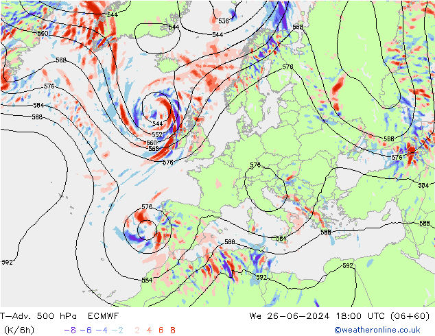 T-Adv. 500 hPa ECMWF mer 26.06.2024 18 UTC