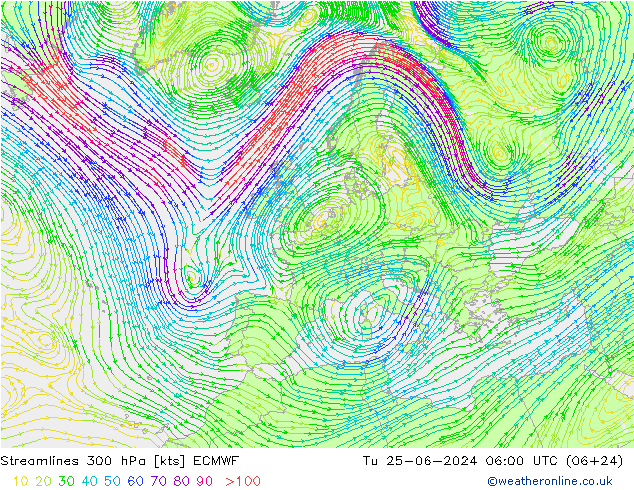 Rüzgar 300 hPa ECMWF Sa 25.06.2024 06 UTC