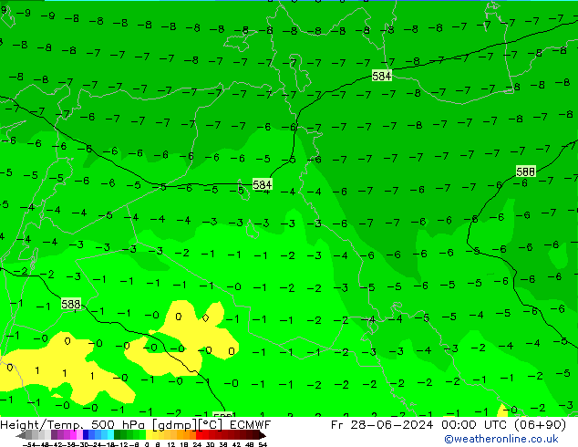 Height/Temp. 500 hPa ECMWF Fr 28.06.2024 00 UTC