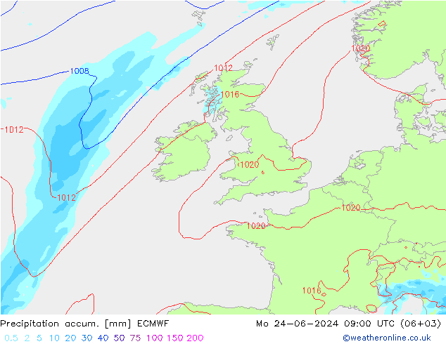 Precipitation accum. ECMWF Seg 24.06.2024 09 UTC