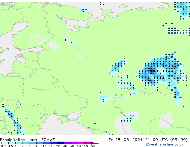 Precipitation ECMWF Fr 28.06.2024 00 UTC