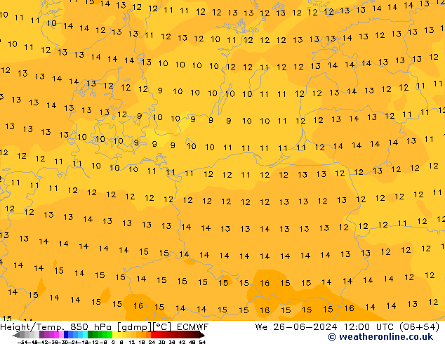 Z500/Rain (+SLP)/Z850 ECMWF We 26.06.2024 12 UTC