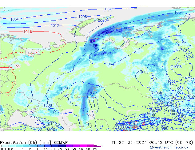 Z500/Regen(+SLP)/Z850 ECMWF do 27.06.2024 12 UTC