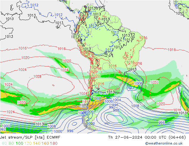 Jet Akımları/SLP ECMWF Per 27.06.2024 00 UTC