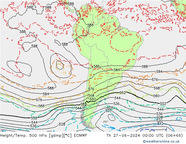 Z500/Yağmur (+YB)/Z850 ECMWF Per 27.06.2024 00 UTC