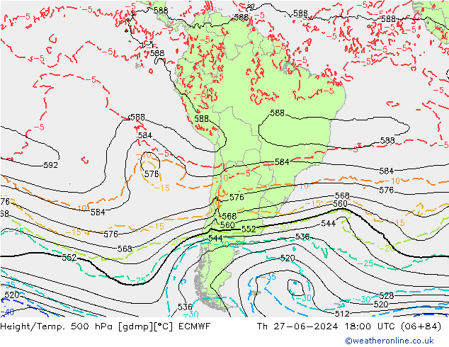 Height/Temp. 500 hPa ECMWF  27.06.2024 18 UTC