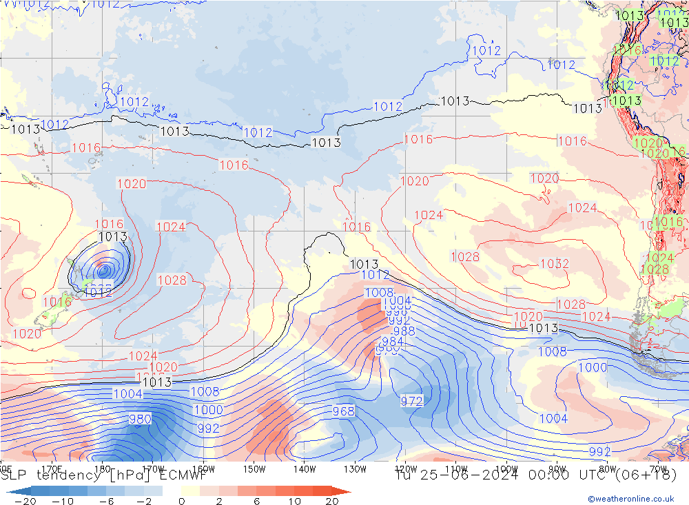 Tendenza di Pressione ECMWF mar 25.06.2024 00 UTC