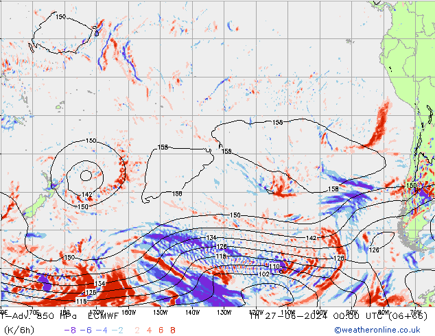 T-Adv. 850 гПа ECMWF чт 27.06.2024 00 UTC