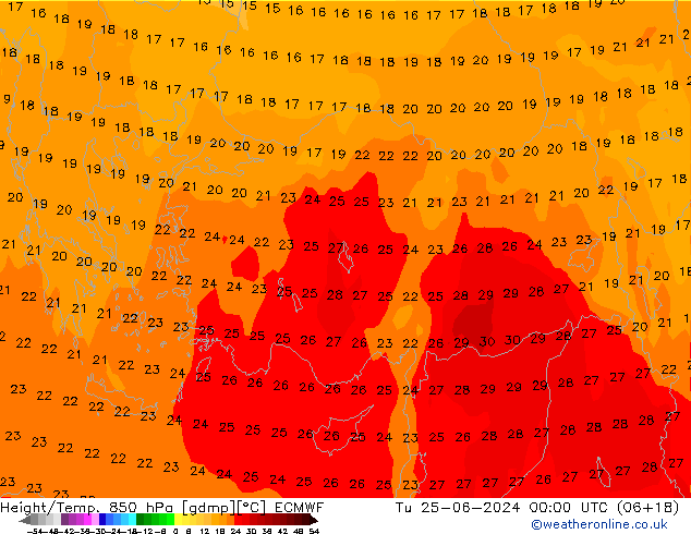 Z500/Regen(+SLP)/Z850 ECMWF di 25.06.2024 00 UTC