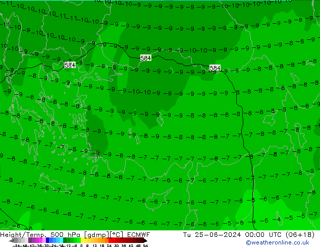 Z500/Regen(+SLP)/Z850 ECMWF di 25.06.2024 00 UTC