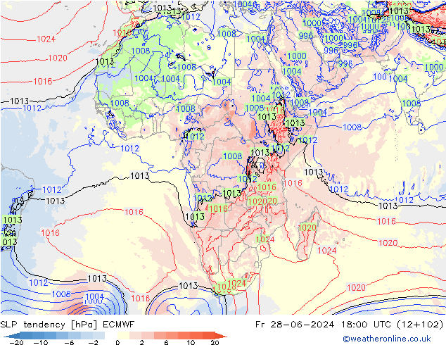 тенденция давления ECMWF пт 28.06.2024 18 UTC