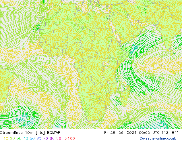 Streamlines 10m ECMWF Fr 28.06.2024 00 UTC