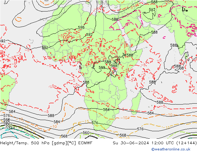 Z500/Rain (+SLP)/Z850 ECMWF nie. 30.06.2024 12 UTC