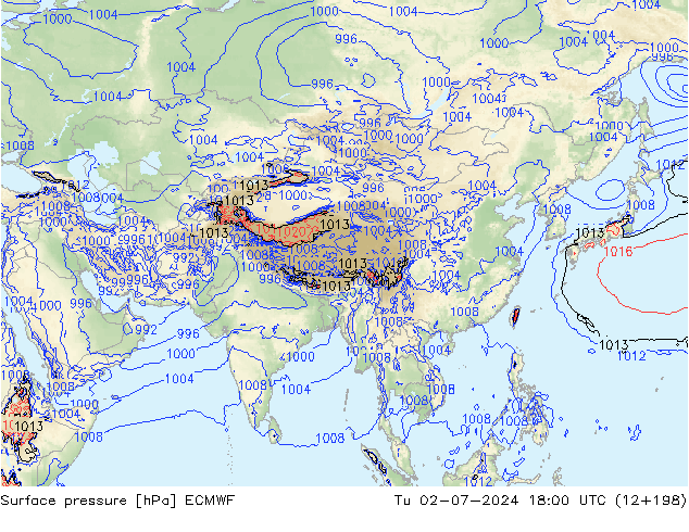 Pressione al suolo ECMWF mar 02.07.2024 18 UTC