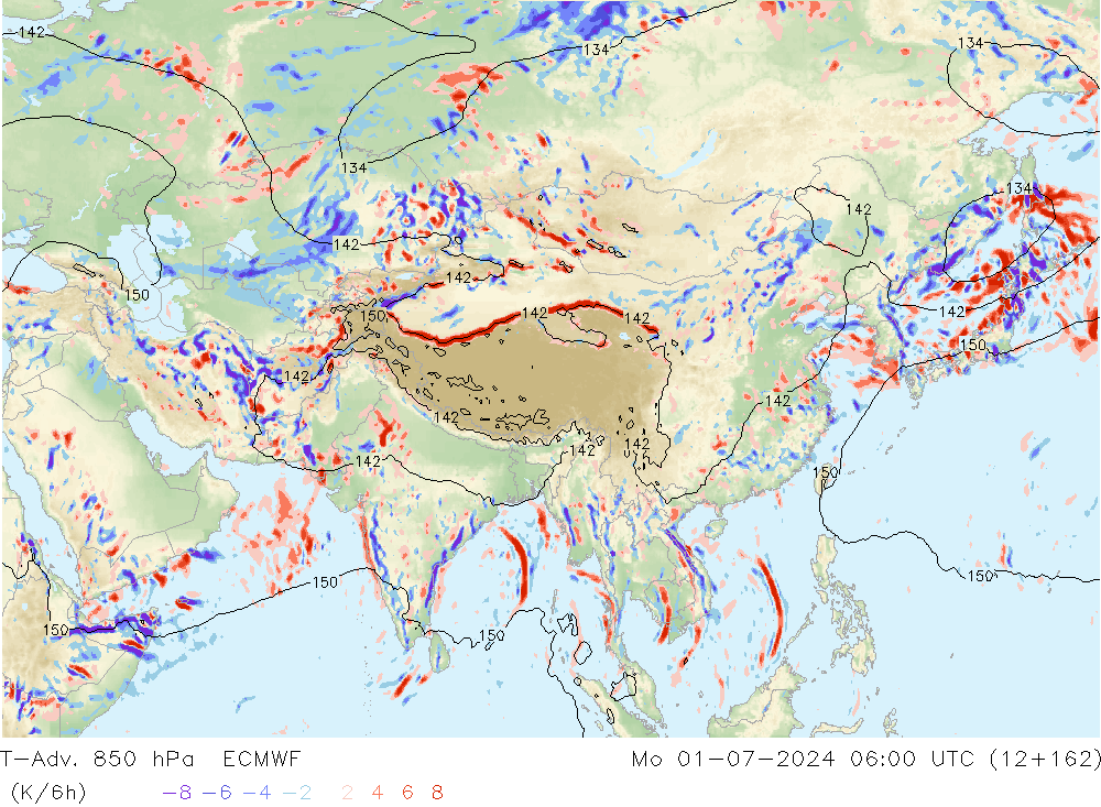 T-Adv. 850 hPa ECMWF lun 01.07.2024 06 UTC