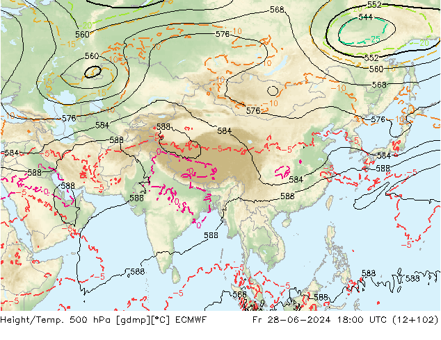 Z500/Rain (+SLP)/Z850 ECMWF Fr 28.06.2024 18 UTC