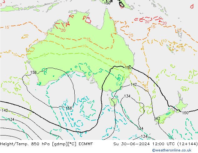 Height/Temp. 850 hPa ECMWF  30.06.2024 12 UTC