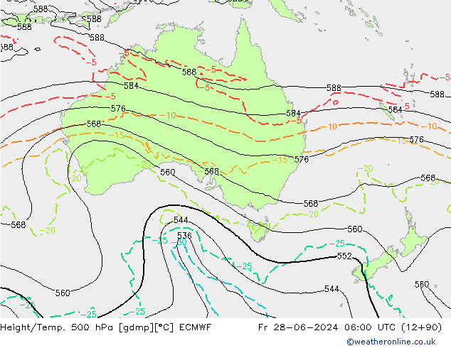 Z500/Rain (+SLP)/Z850 ECMWF ven 28.06.2024 06 UTC