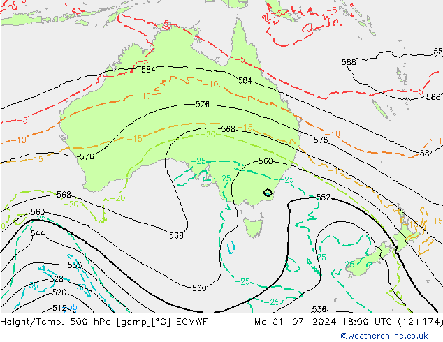 Z500/Rain (+SLP)/Z850 ECMWF lun 01.07.2024 18 UTC