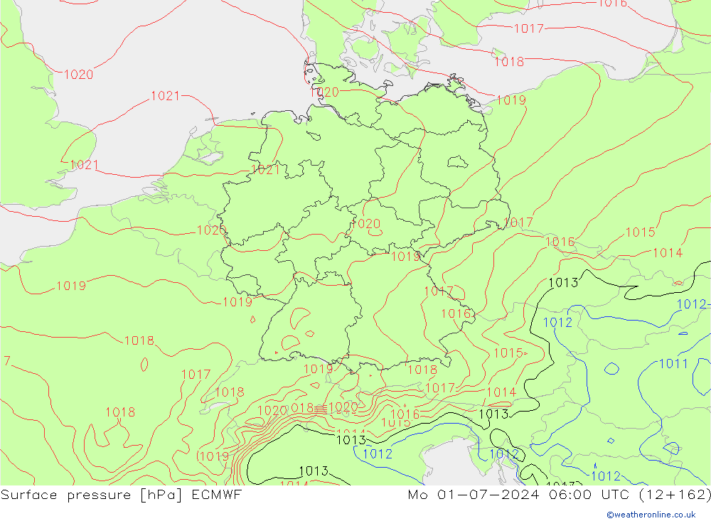 Pressione al suolo ECMWF lun 01.07.2024 06 UTC