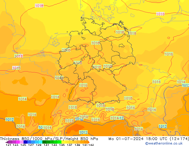 850-1000 hPa Kalınlığı ECMWF Pzt 01.07.2024 18 UTC