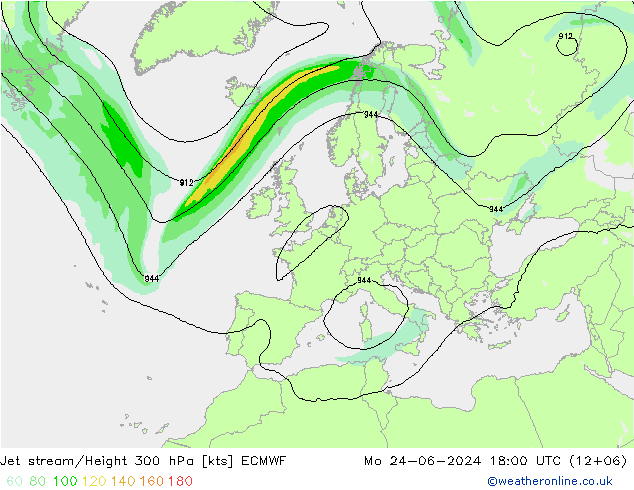 高速氣流 ECMWF 星期一 24.06.2024 18 UTC