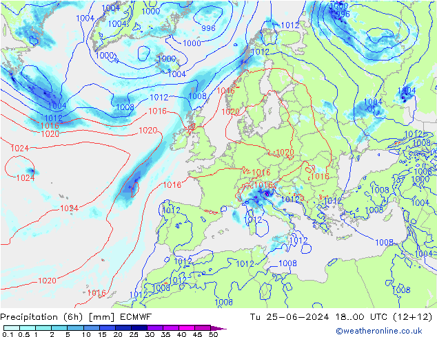 Z500/Yağmur (+YB)/Z850 ECMWF Sa 25.06.2024 00 UTC