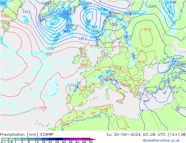 Precipitazione ECMWF dom 30.06.2024 06 UTC