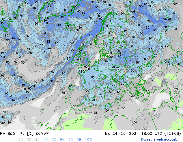 RH 850 hPa ECMWF Mo 24.06.2024 18 UTC