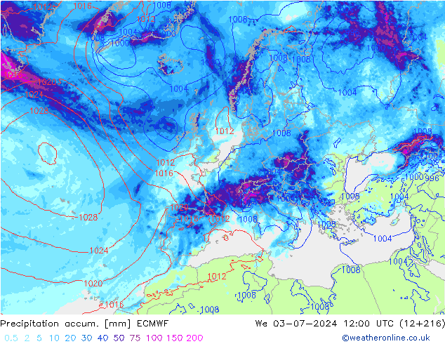 Précipitation accum. ECMWF mer 03.07.2024 12 UTC