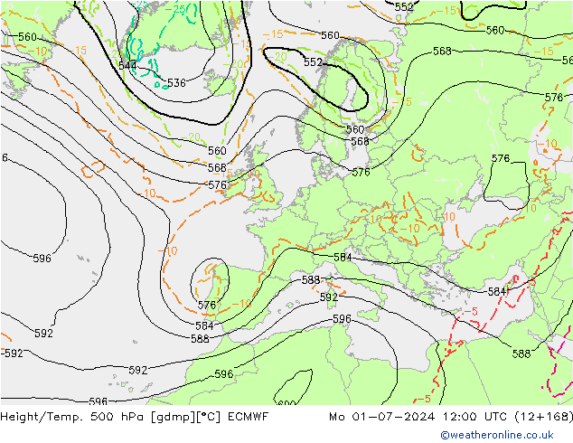 Z500/Rain (+SLP)/Z850 ECMWF lun 01.07.2024 12 UTC