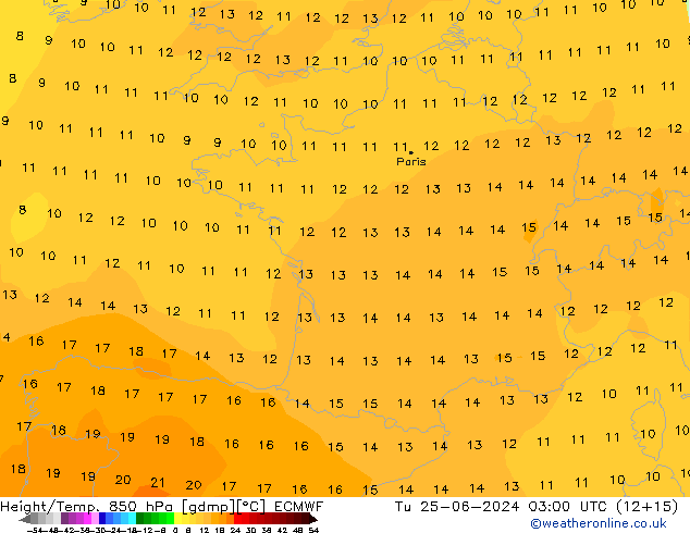 Height/Temp. 850 hPa ECMWF Ter 25.06.2024 03 UTC