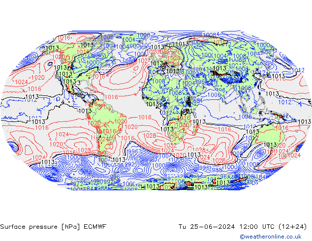 приземное давление ECMWF вт 25.06.2024 12 UTC