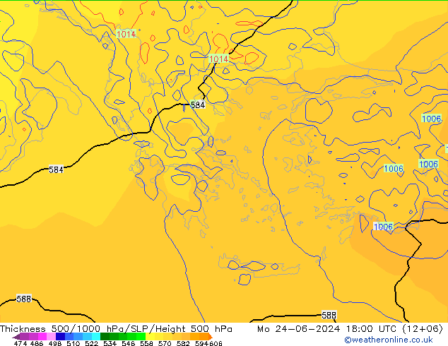 Thck 500-1000hPa ECMWF Mo 24.06.2024 18 UTC
