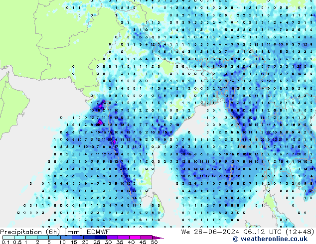 Z500/Rain (+SLP)/Z850 ECMWF We 26.06.2024 12 UTC