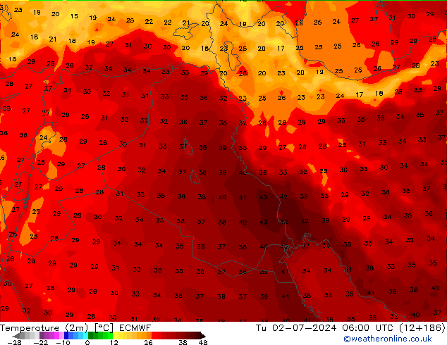 карта температуры ECMWF вт 02.07.2024 06 UTC
