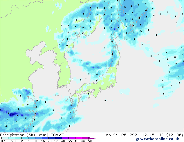 Z500/Rain (+SLP)/Z850 ECMWF pon. 24.06.2024 18 UTC