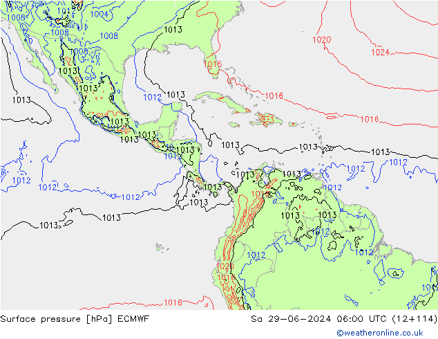 Luchtdruk (Grond) ECMWF za 29.06.2024 06 UTC