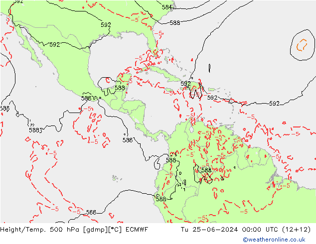 Z500/Rain (+SLP)/Z850 ECMWF Tu 25.06.2024 00 UTC