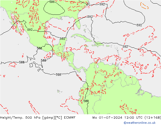 Z500/Rain (+SLP)/Z850 ECMWF пн 01.07.2024 12 UTC