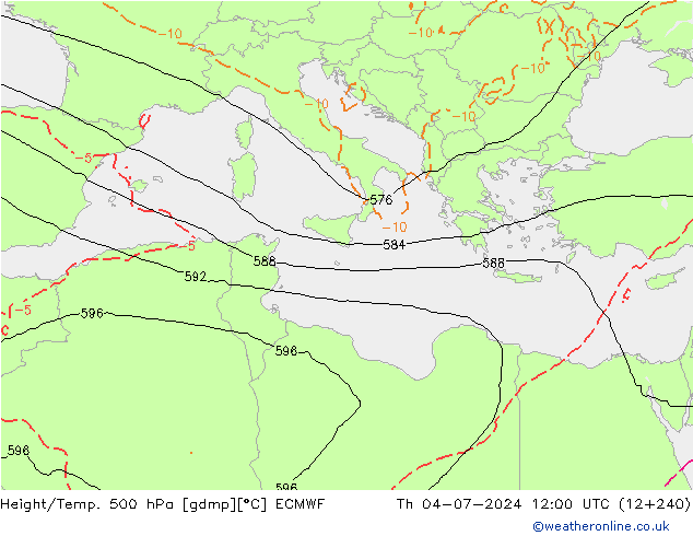 Z500/Yağmur (+YB)/Z850 ECMWF Per 04.07.2024 12 UTC