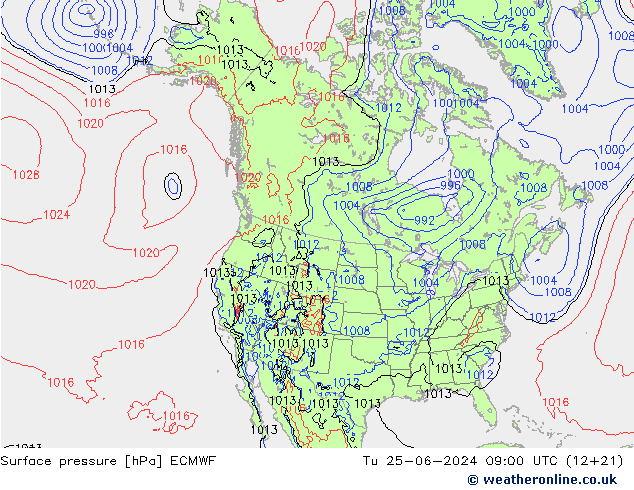 地面气压 ECMWF 星期二 25.06.2024 09 UTC