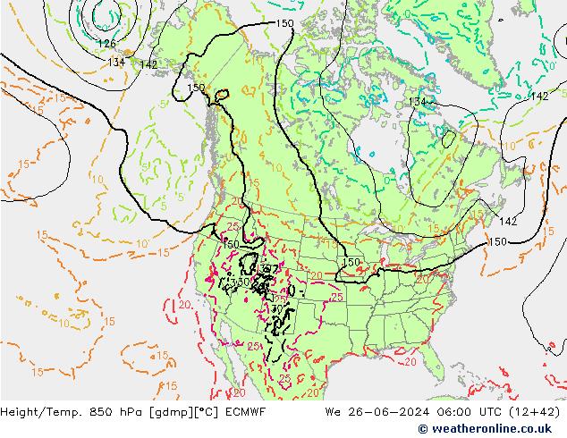 Z500/Rain (+SLP)/Z850 ECMWF We 26.06.2024 06 UTC